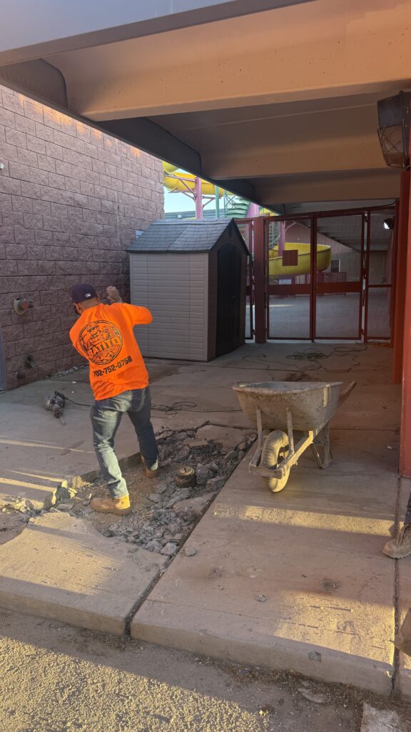 Concrete demolition crew removing damaged concrete at a City of Las Vegas facility