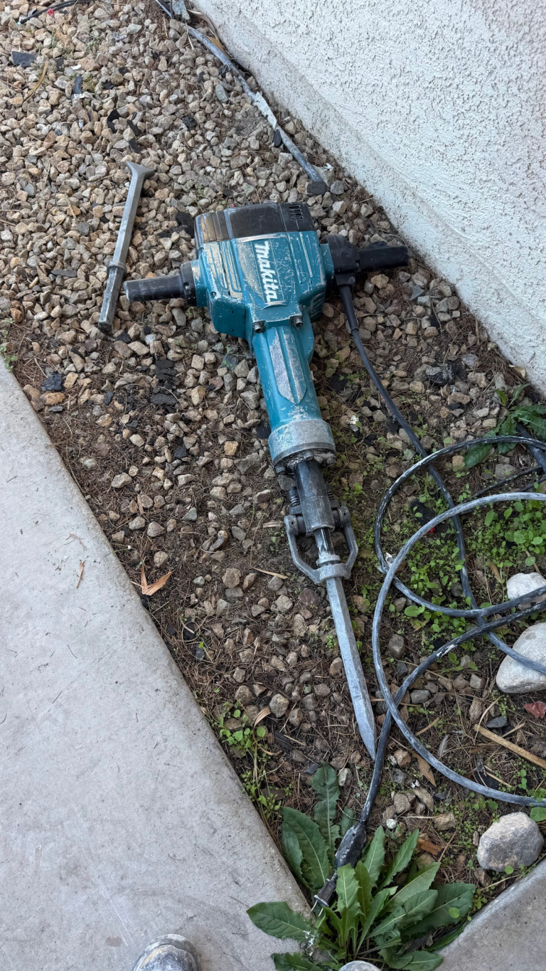 Demolition tool staged outside during the Las Vegas home restoration project.